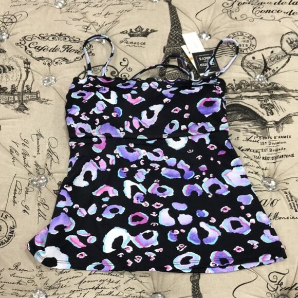 2/$40🛍Salt + Cove Juniors' Ruffled Tankini Top - Picture 3 of 8